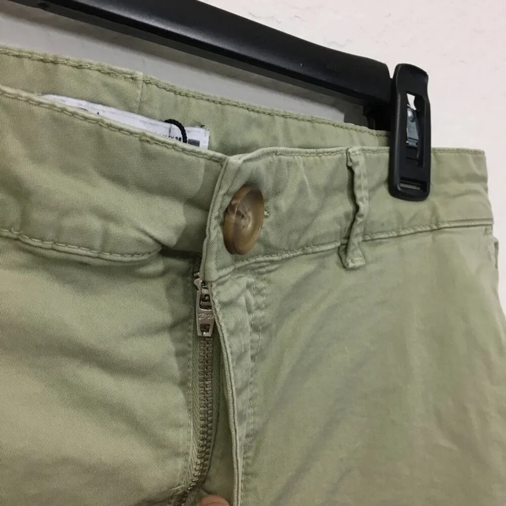 Zara Womens Chino Pants Size 6 Cuff Hem High-Rise Stretch 24.5 Inseam Green - Picture 4 of 15